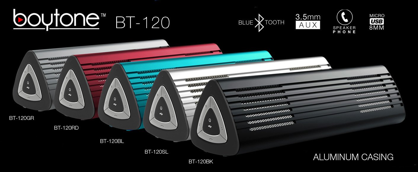 Boytone BT-120BK Ultra-Portable Wireless Bluetooth Speaker - Stealth Black