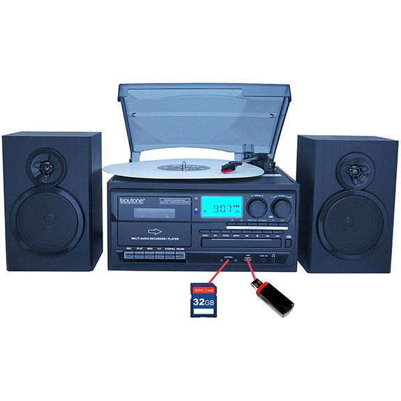 Boytone BT-28SPB, Bluetooth Classic Style Record Player Turntable with AM/FM Radio,