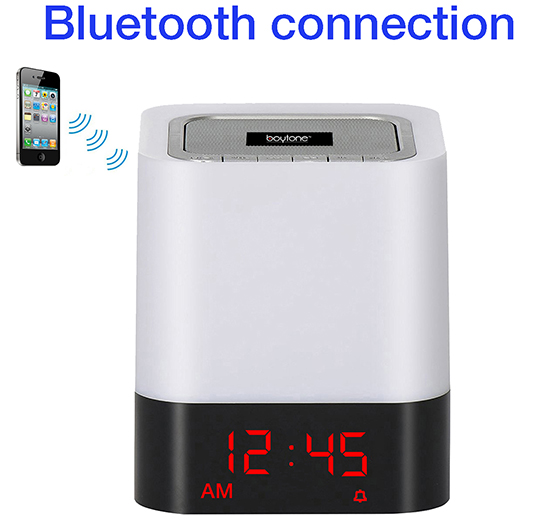 Boytone BT-83CR Portable FM Radio Alarm Clock Wireless Bluetooth 4.1 Speaker, 3-Way