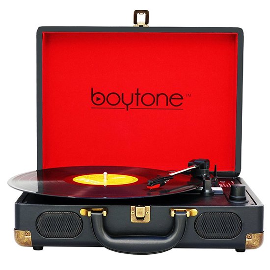 Boytone BT-101B Bluetooth Turntable Briefcase Record player AC-DC, Built in Recharge