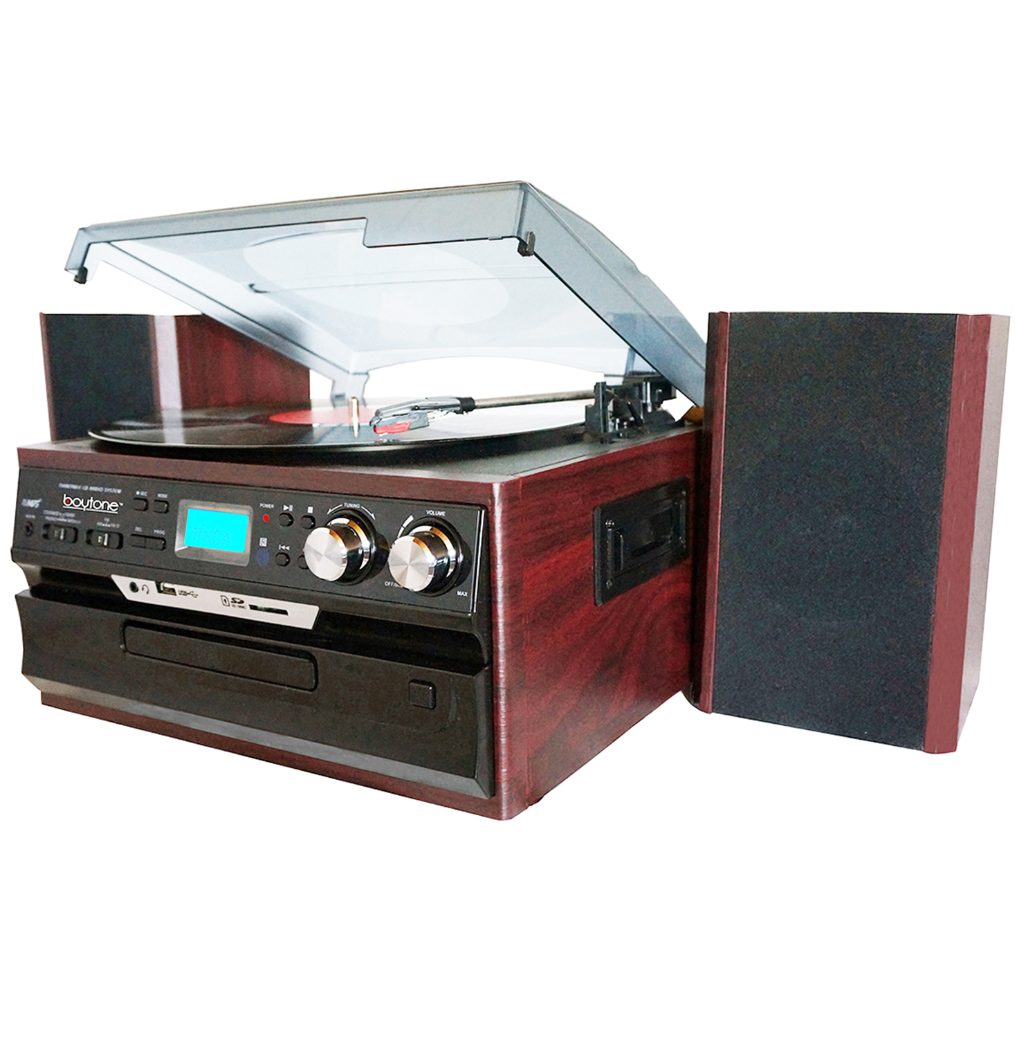 Boytone BT-21DJM-CDSP 3-Speed Turntable with CD/MP3/ AM/FM Radio/Cassette/USB and Vi